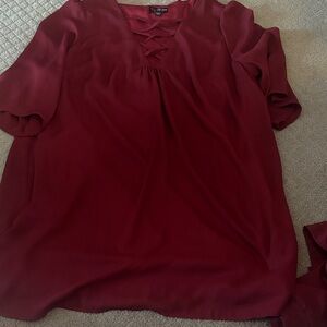 Chic Wine Red Mini Dress with Crisscross Neckline